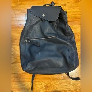 Longchamp Leather Navy Blue Backpack Purse